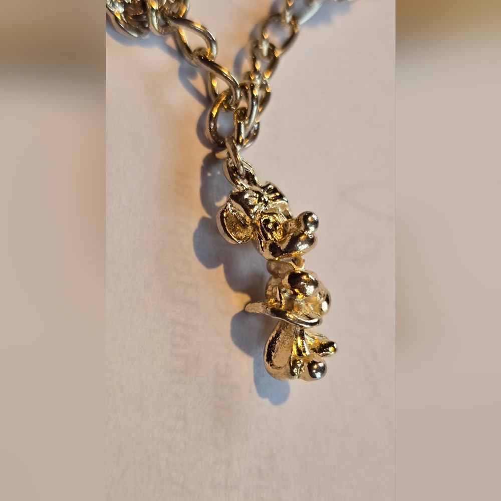 Vintage Walt Disney Charm Bracelet Mickey Minnie Goofy Dumbo Tinkerbell Donald - Picture 9 of 15